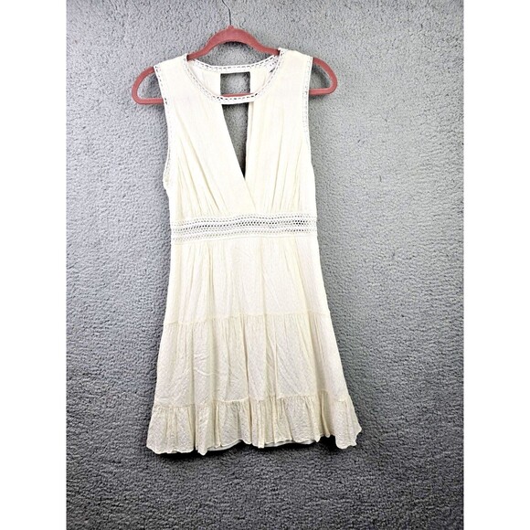 Sandro Paris Dress Womens M White Keyhole Coquette A-Line Peek A Boo Crochet - Picture 16 of 16